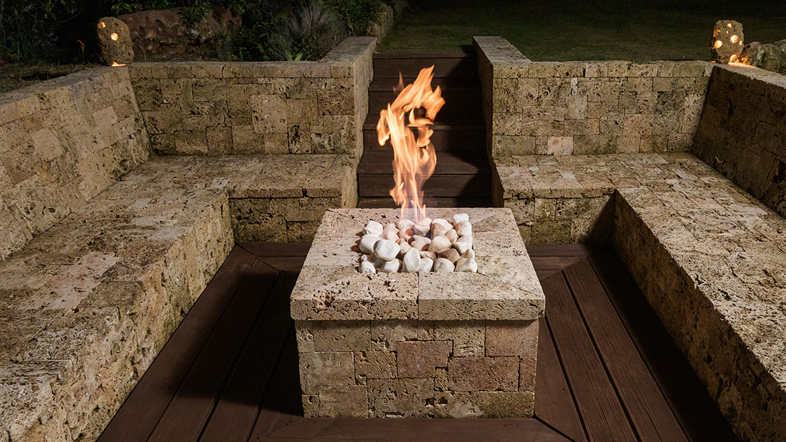 Reused stone fire pit
